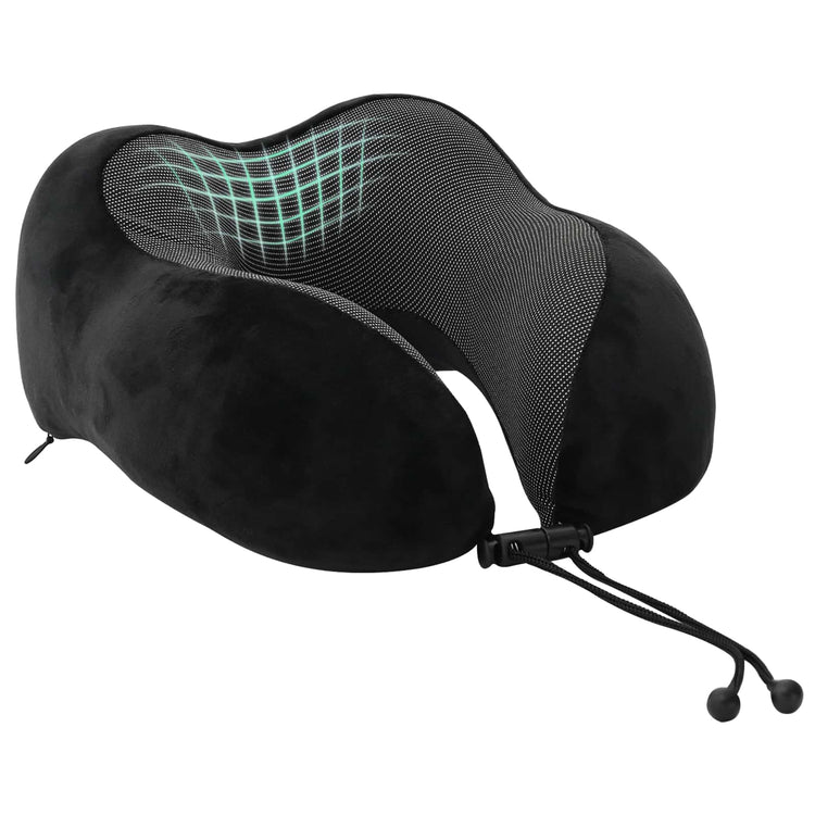 Vidaxx oreiller de voyage pour le cou avec coussin noir 27 x 26 x 14 cm velours