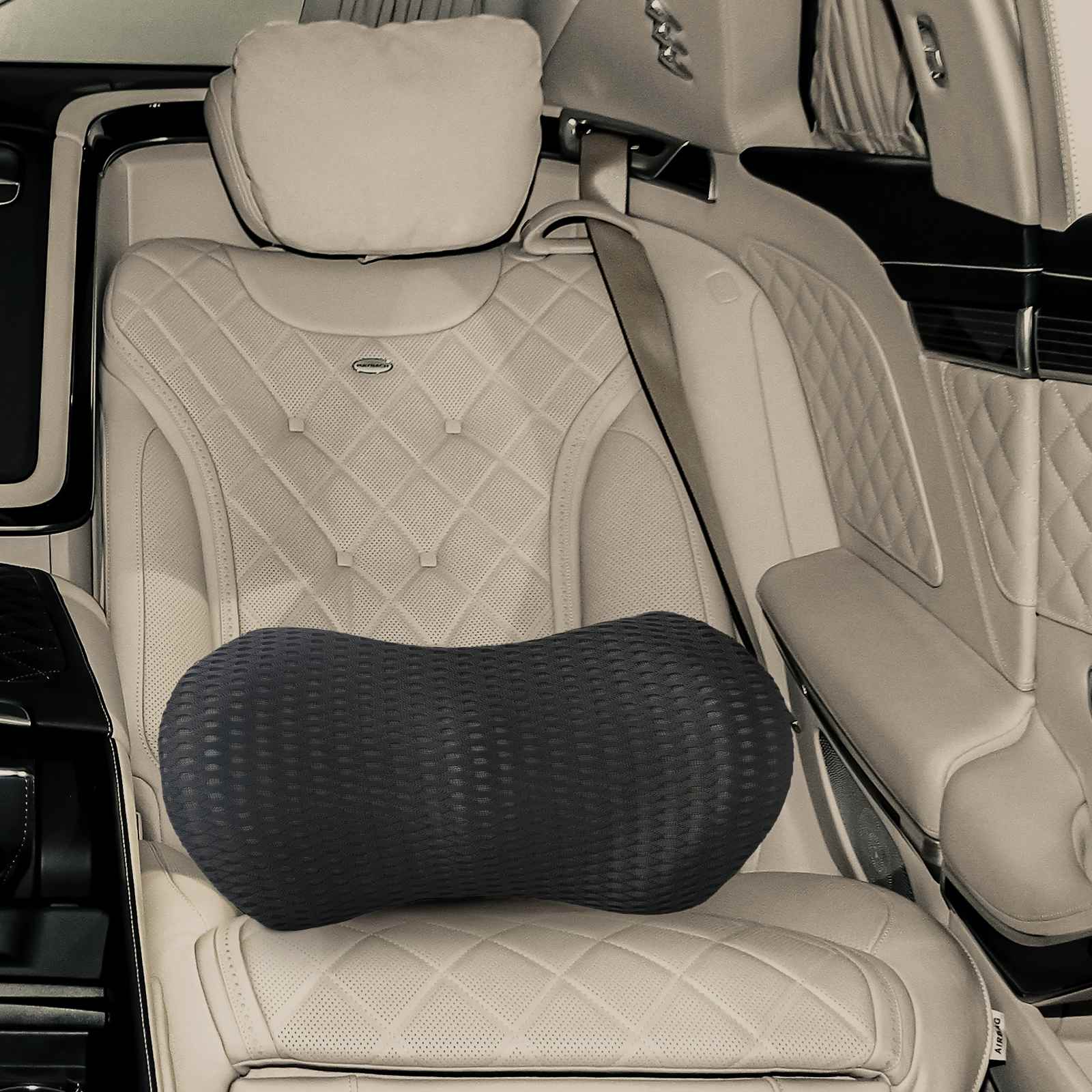 VidaXL coussin de dossier avec coussin noir 46 x 24 x 11 cm maille 4D