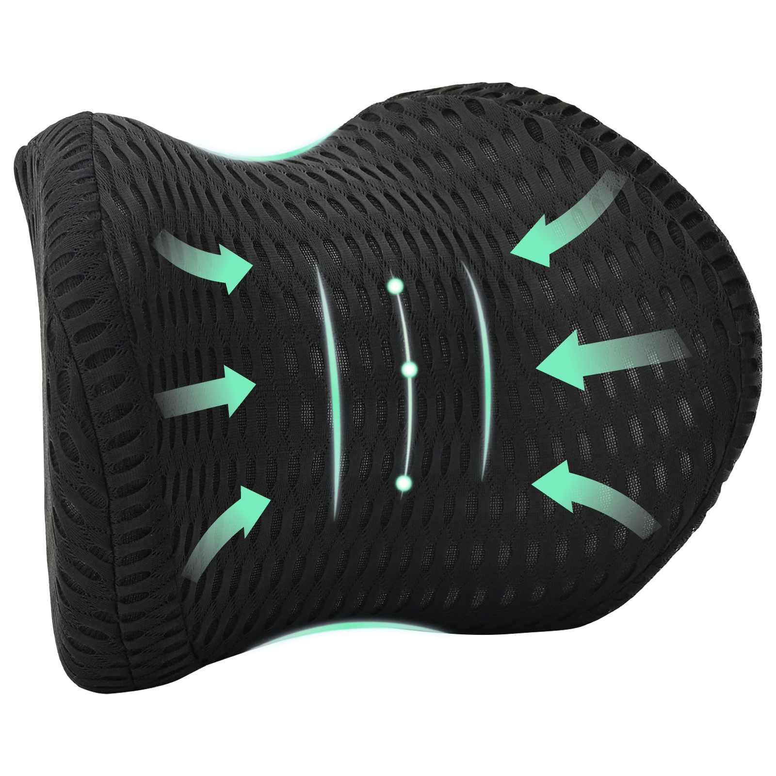 VidaXL oreiller cervical avec oreiller noir 30,5 x 21,5 x 13 cm maille 4D