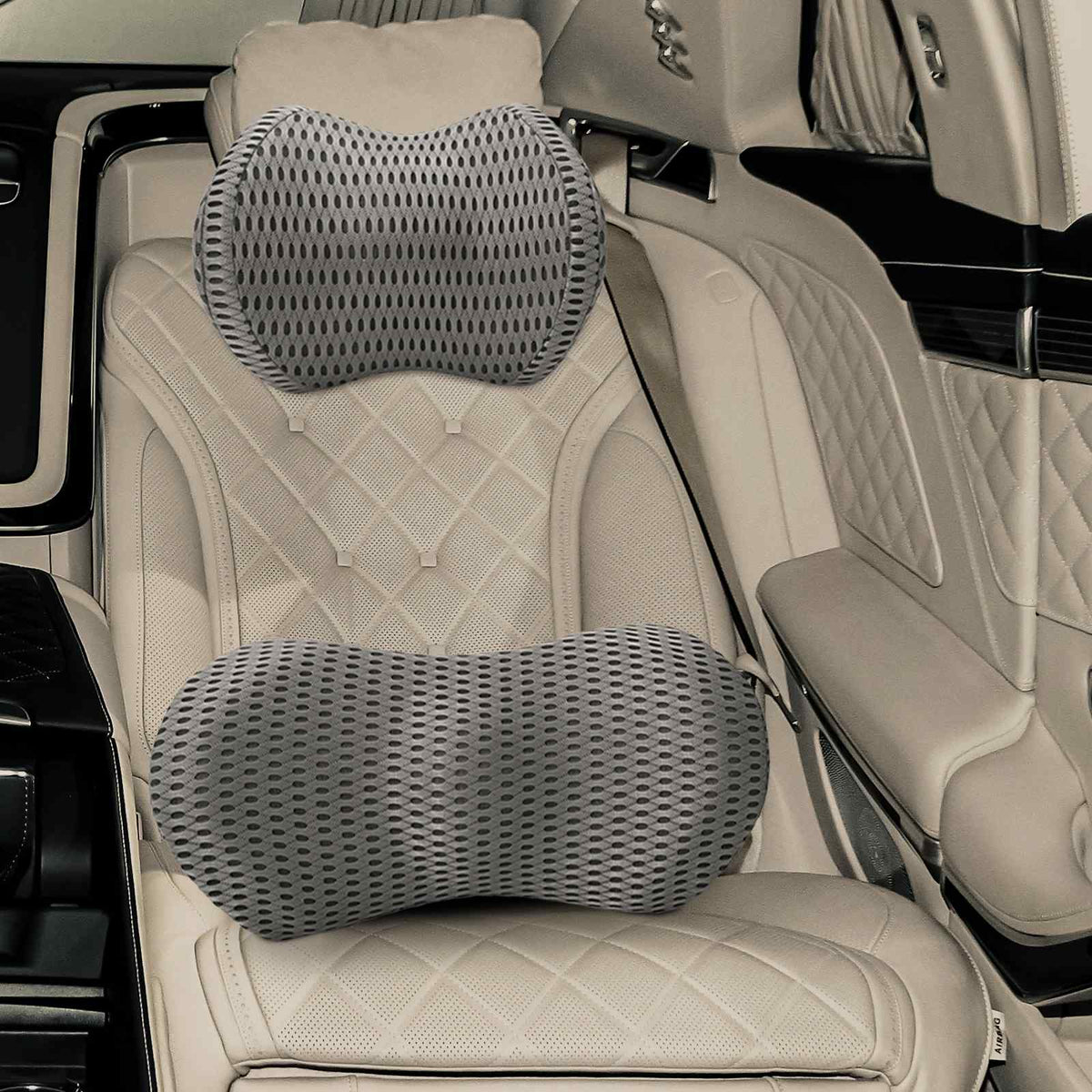 VidaXL ensemble de coussins avec coussin réglable 2 pcs gris maille 4D
