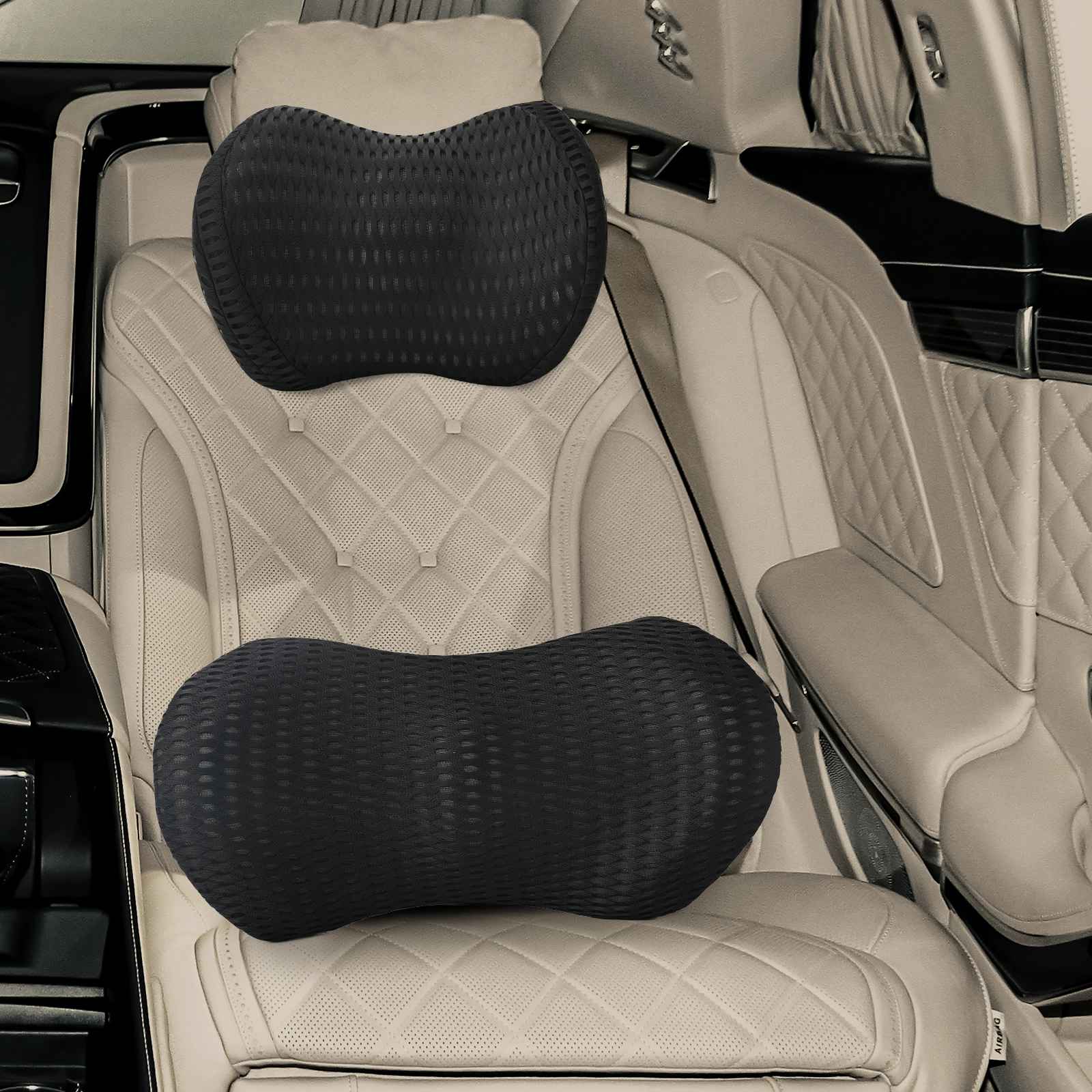 VidaXL ensemble de coussins avec coussin réglable 2 pcs maille 4D noire