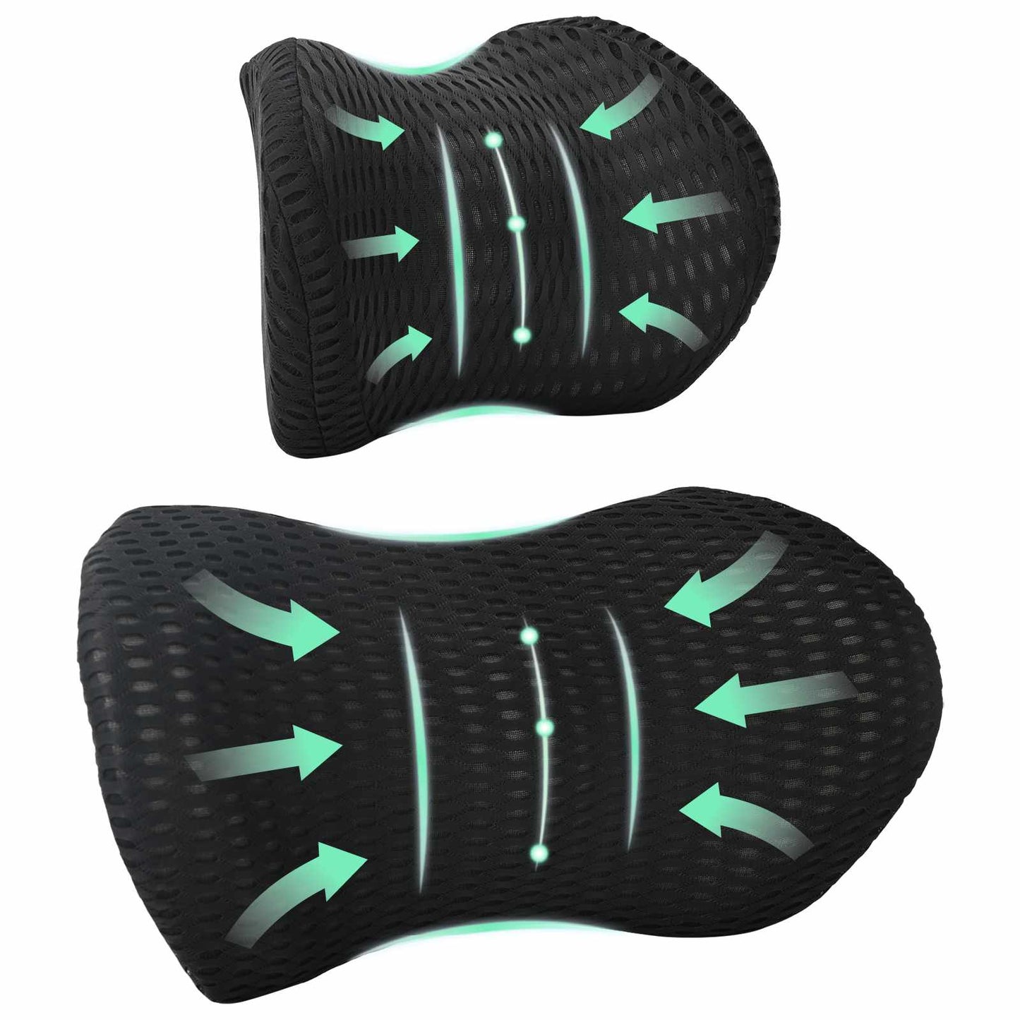 VidaXL ensemble de coussins avec coussin réglable 2 pcs maille 4D noire