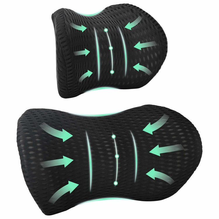 VidaXL ensemble de coussins avec coussin réglable 2 pcs maille 4D noire