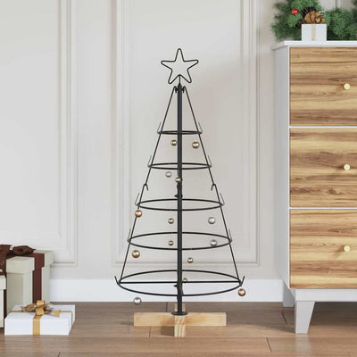 VidaXL Sapin de Noël en forme de cône avec acier noir standard 90 cm