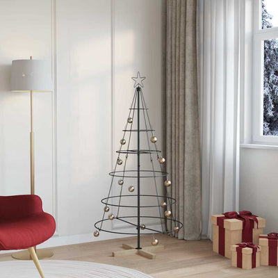 VidaXL Sapin de Noël en forme de cône avec acier noir standard 154 cm