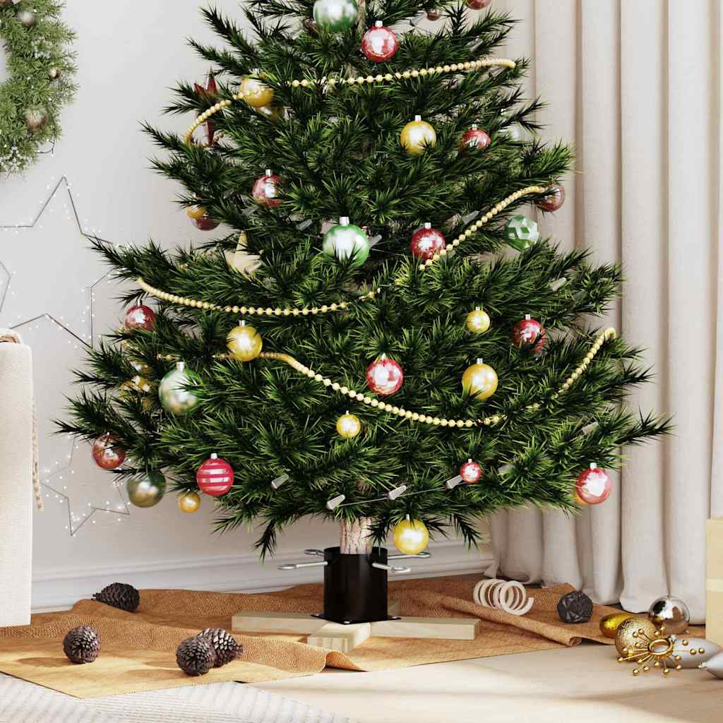 Vidaxx Support pour sapin de Noël noir 50 x 50 x 16 cm en bois de pin massif
