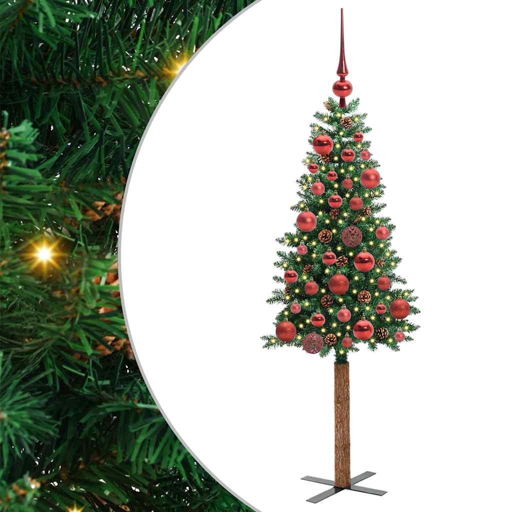 Vidaxx sapin de Noël slim vert 150 cm PVC et bois de pin massif