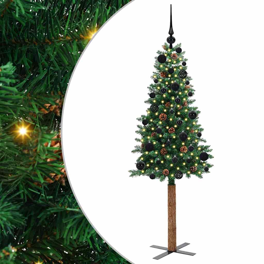 Vidaxx sapin de Noël slim vert 150 cm PVC et bois de pin massif