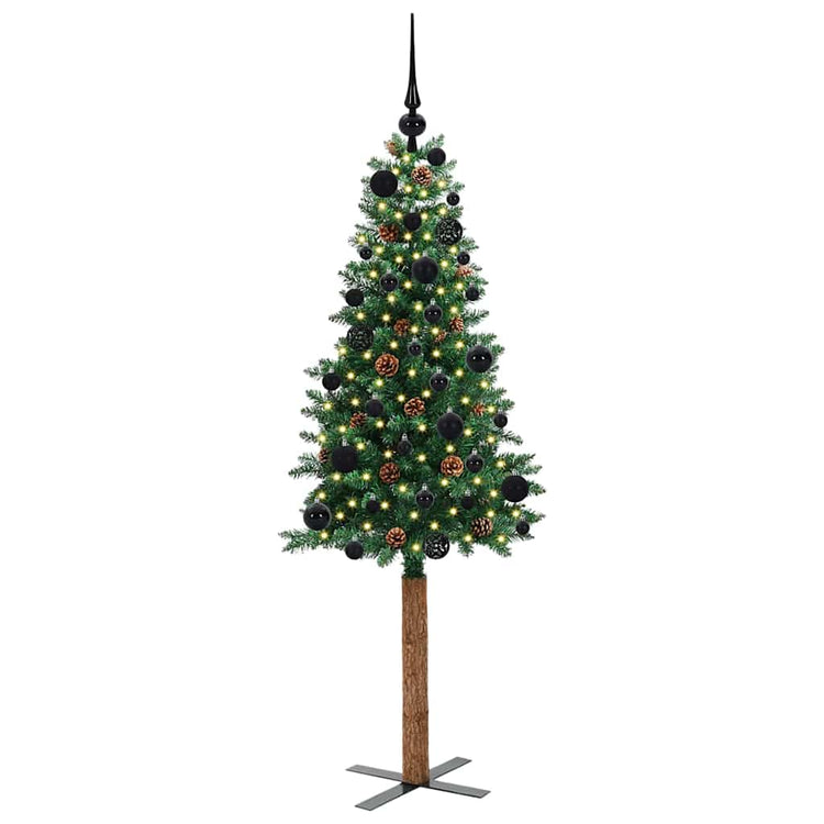 Vidaxx sapin de Noël slim vert 150 cm PVC et bois de pin massif