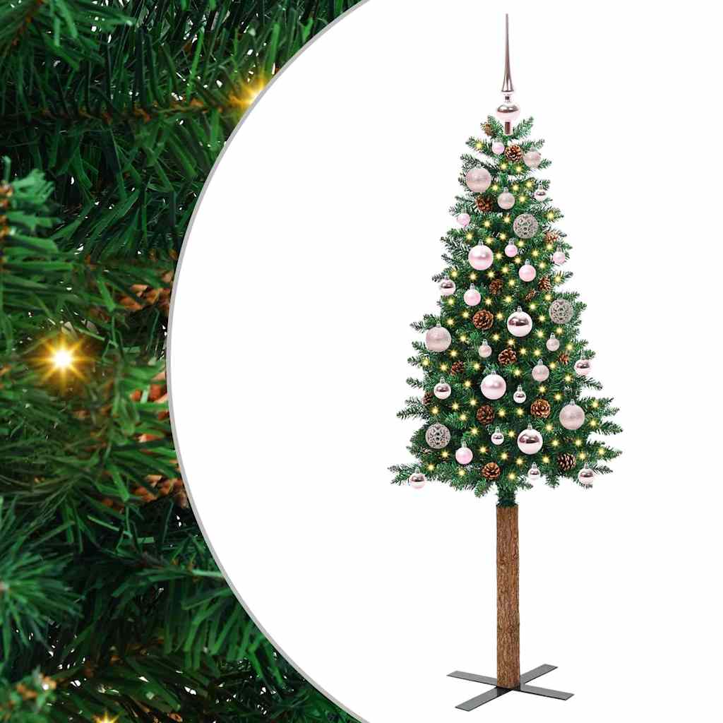 Vidaxx sapin de Noël slim vert 150 cm PVC et bois de pin massif