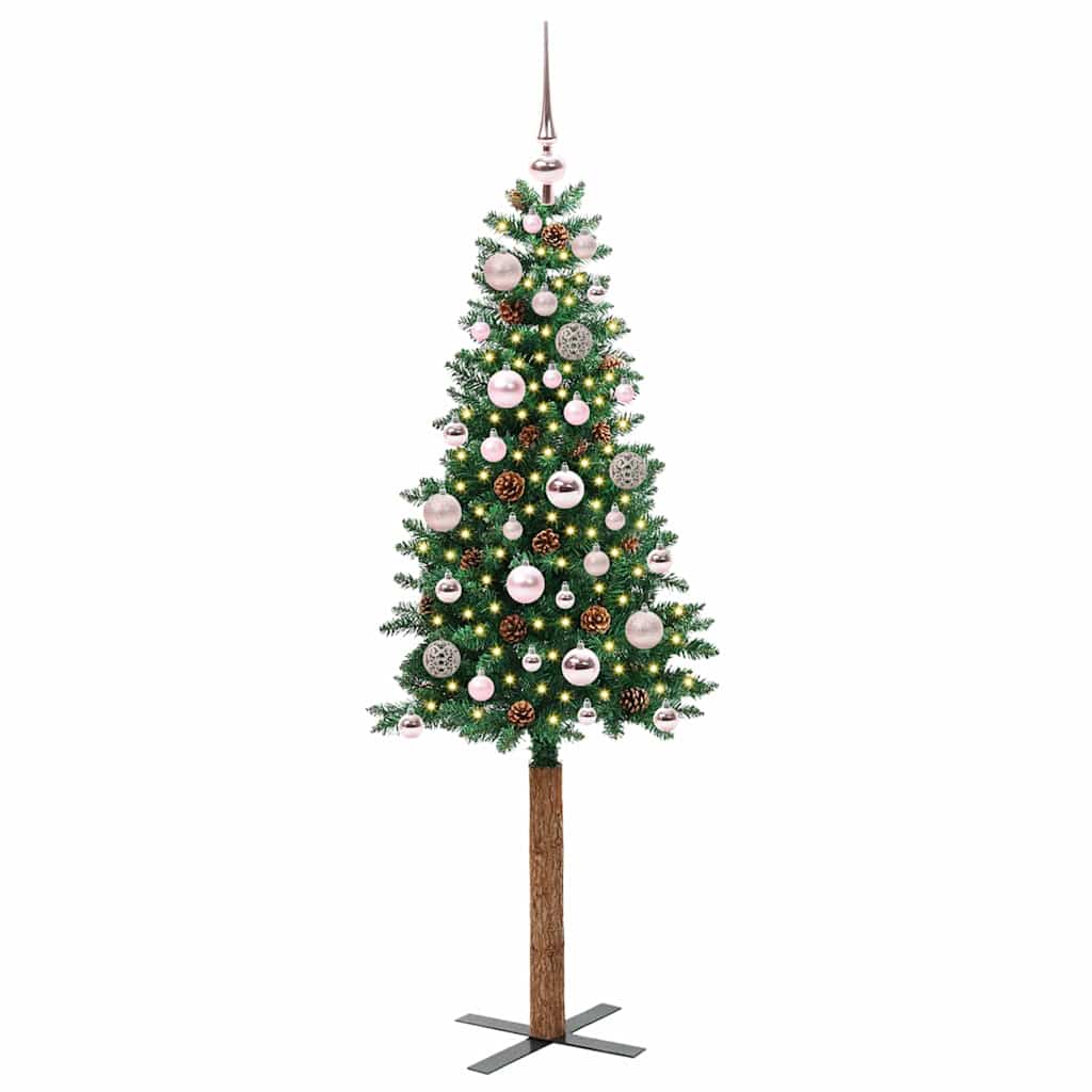 Vidaxx sapin de Noël slim vert 150 cm PVC et bois de pin massif