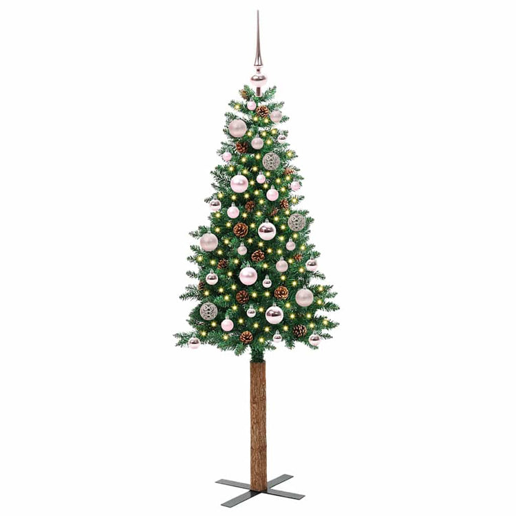 Vidaxx sapin de Noël slim vert 150 cm PVC et bois de pin massif