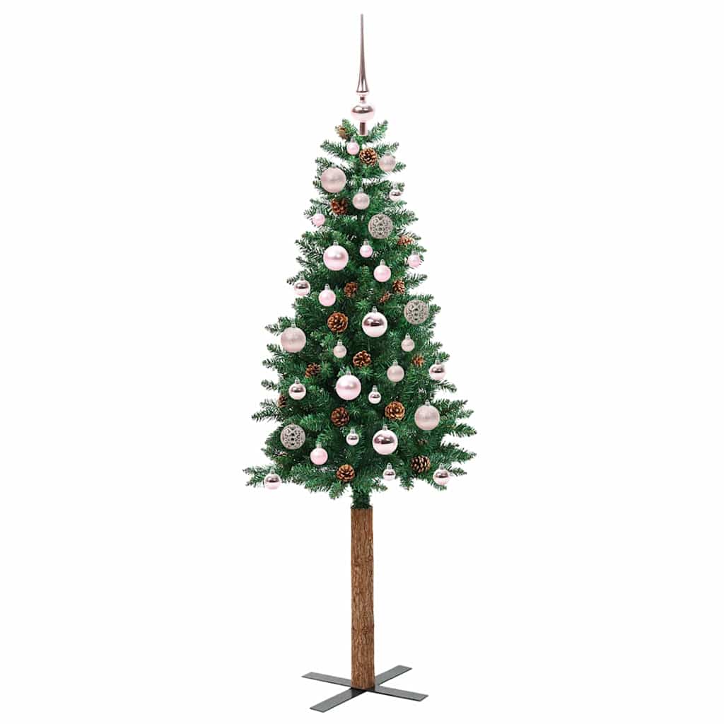 Vidaxx sapin de Noël slim vert 150 cm PVC et bois de pin massif