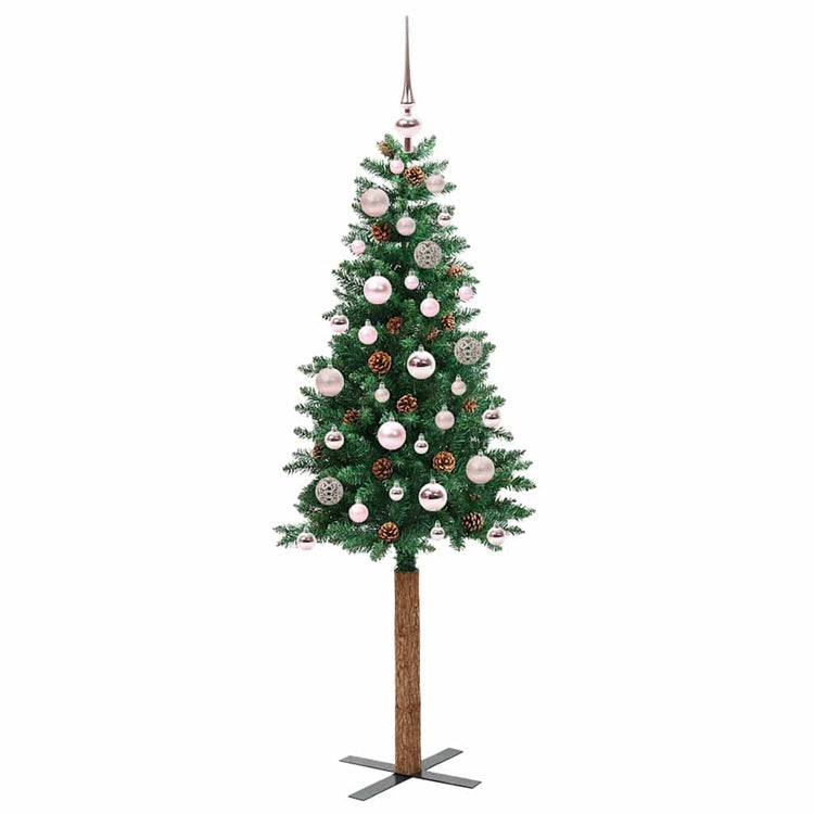 Vidaxx sapin de Noël slim vert 150 cm PVC et bois de pin massif