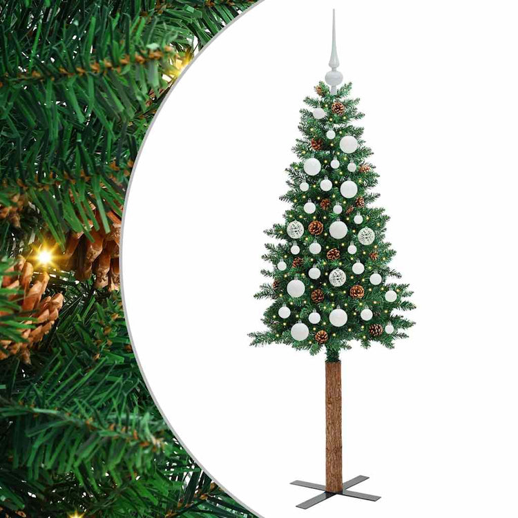 Vidaxx sapin de Noël slim vert 150 cm PVC et bois de pin massif
