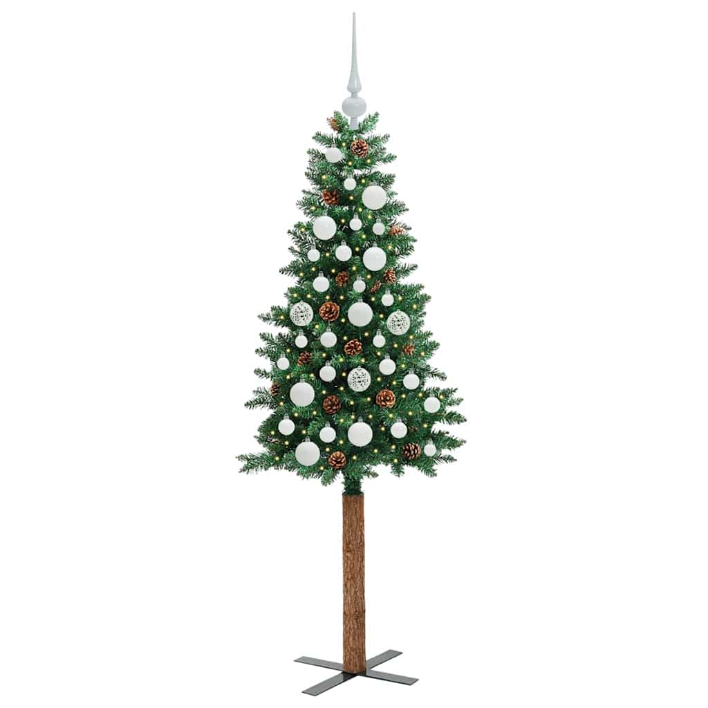 Vidaxx sapin de Noël slim vert 150 cm PVC et bois de pin massif