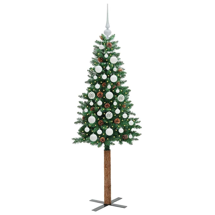 Vidaxx sapin de Noël slim vert 150 cm PVC et bois de pin massif