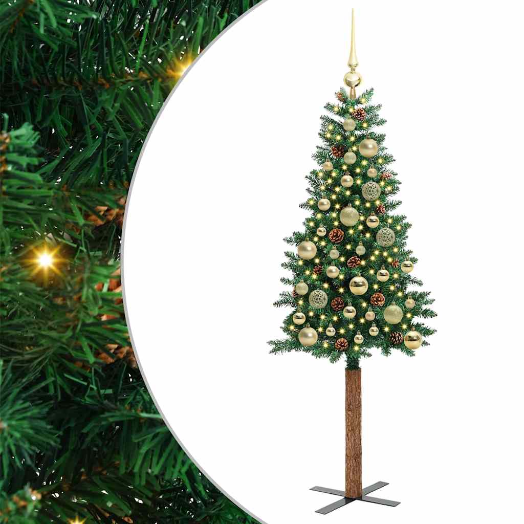 Vidaxx sapin de Noël slim vert 150 cm PVC et bois de pin massif