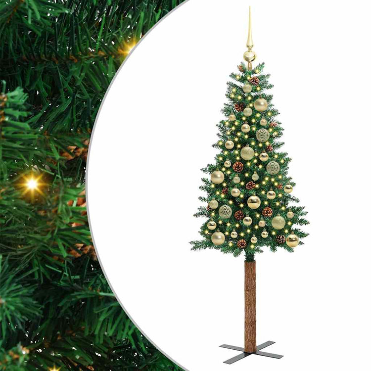 Vidaxx sapin de Noël slim vert 150 cm PVC et bois de pin massif