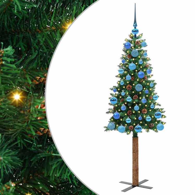 Vidaxx sapin de Noël slim vert 150 cm PVC et bois de pin massif