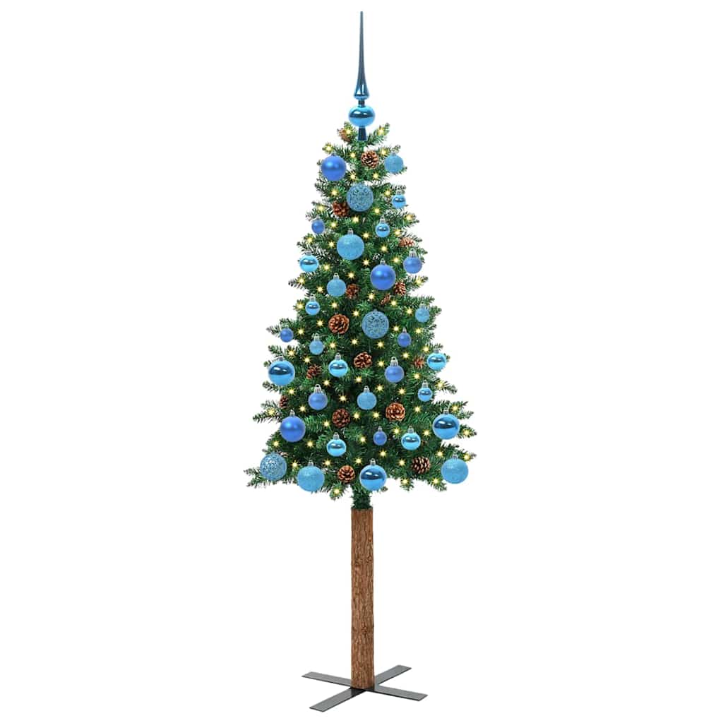 Vidaxx sapin de Noël slim vert 150 cm PVC et bois de pin massif