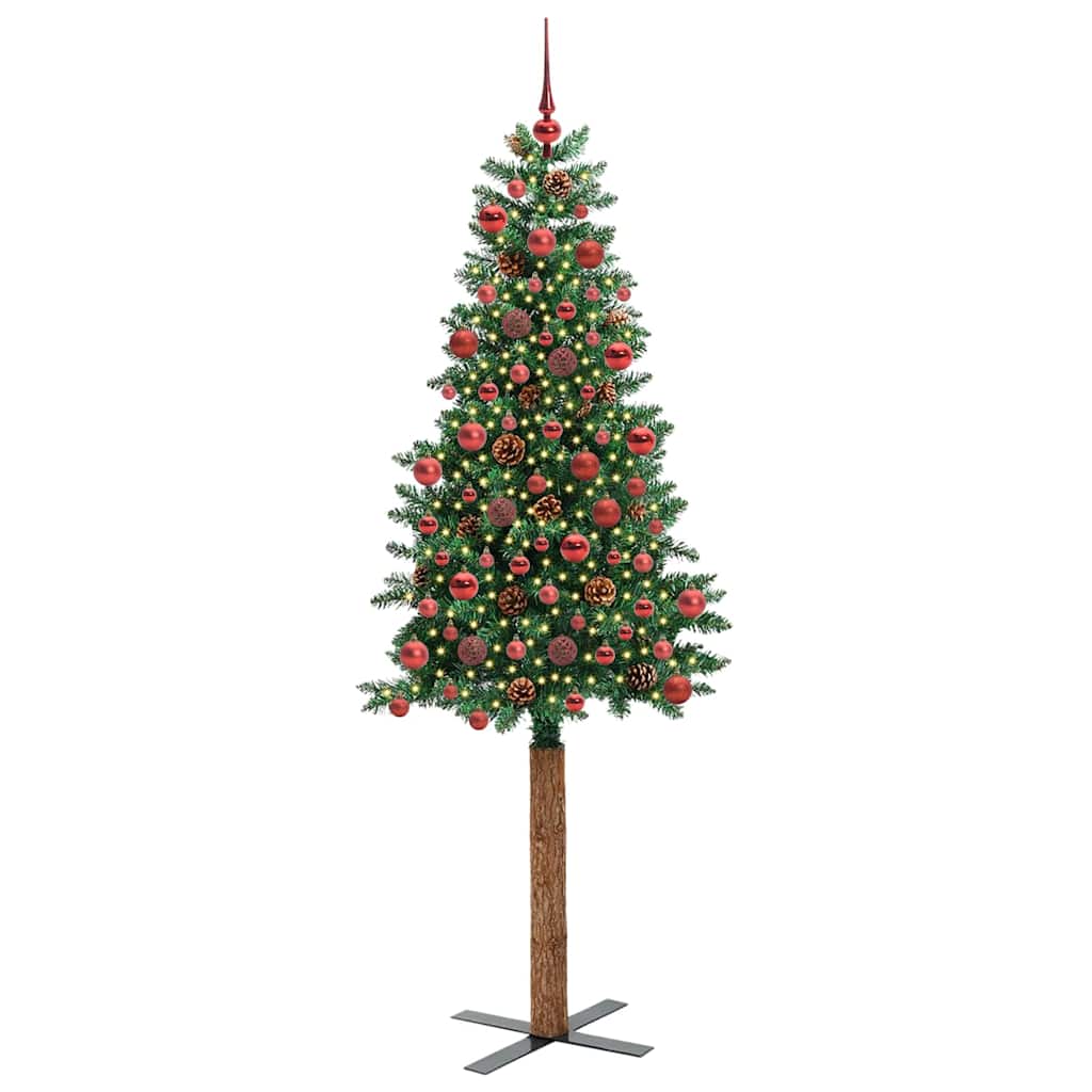 Vidaxx sapin de Noël slim vert 180 cm PVC et bois de pin massif