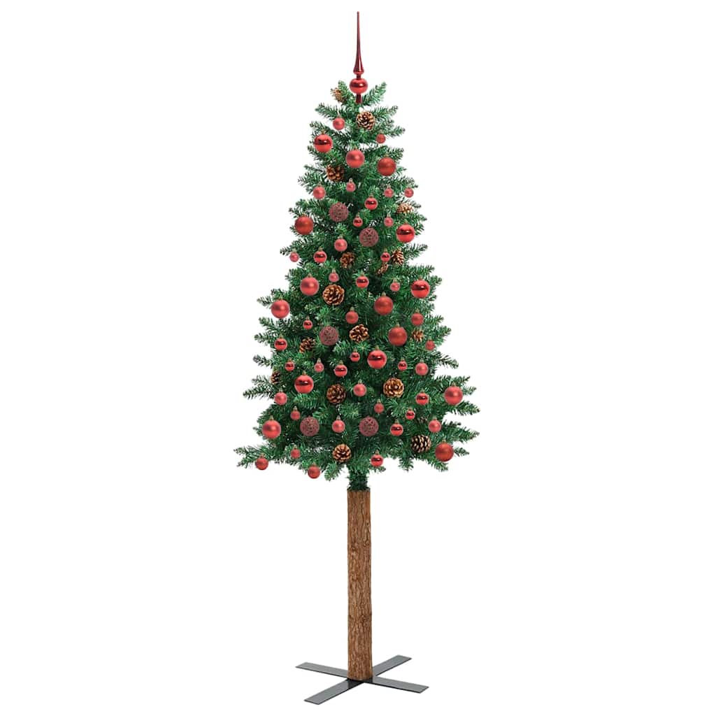 Vidaxx sapin de Noël slim vert 180 cm PVC et bois de pin massif