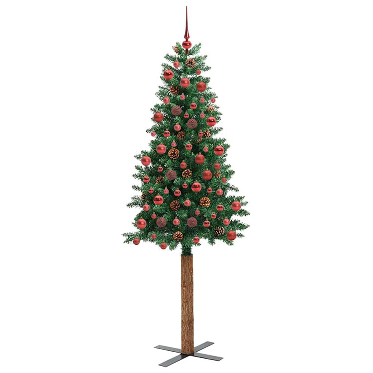 Vidaxx sapin de Noël slim vert 180 cm PVC et bois de pin massif