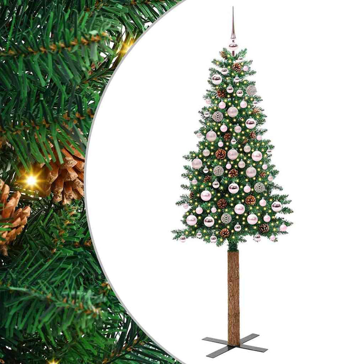 Vidaxx sapin de Noël slim vert 180 cm PVC et bois de pin massif