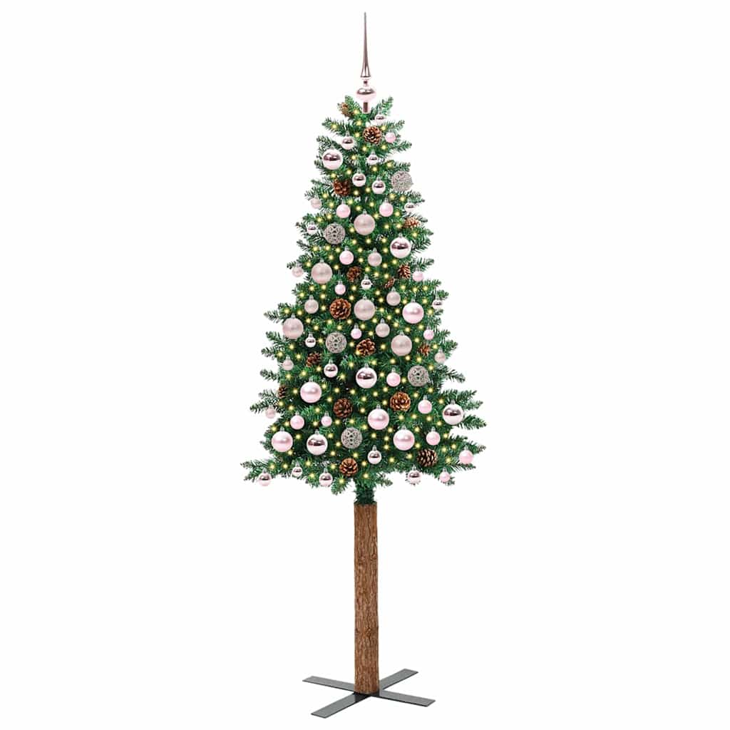 Vidaxx sapin de Noël slim vert 180 cm PVC et bois de pin massif