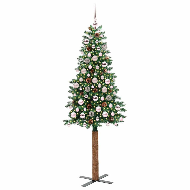 Vidaxx sapin de Noël slim vert 180 cm PVC et bois de pin massif