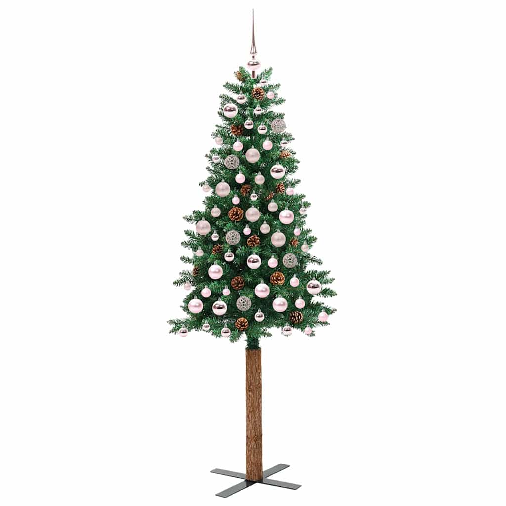 Vidaxx sapin de Noël slim vert 180 cm PVC et bois de pin massif