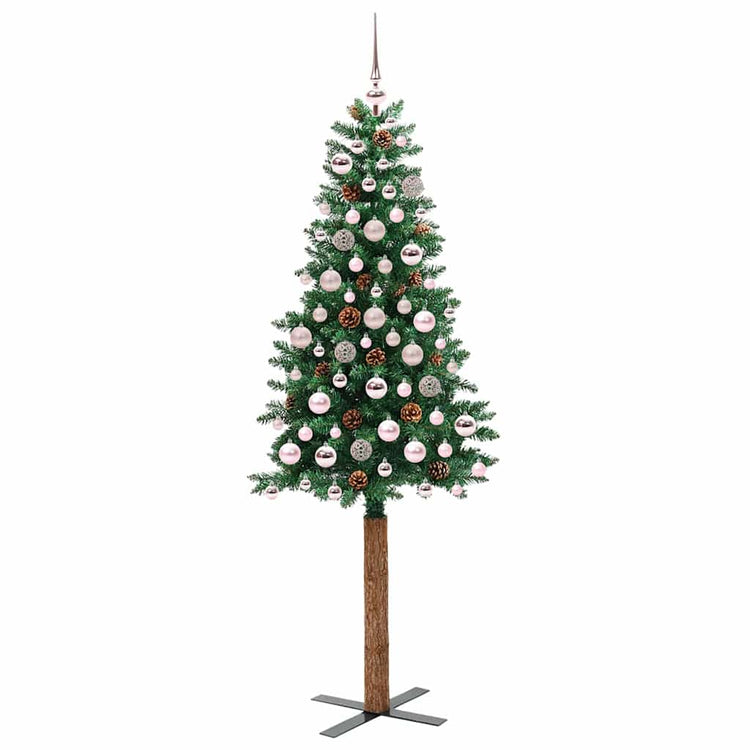 Vidaxx sapin de Noël slim vert 180 cm PVC et bois de pin massif