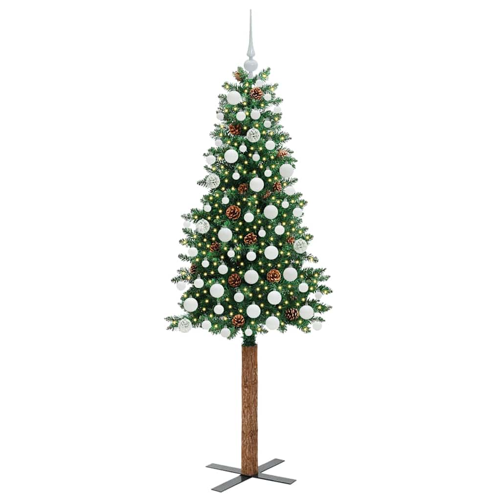 Vidaxx sapin de Noël slim vert 180 cm PVC et bois de pin massif