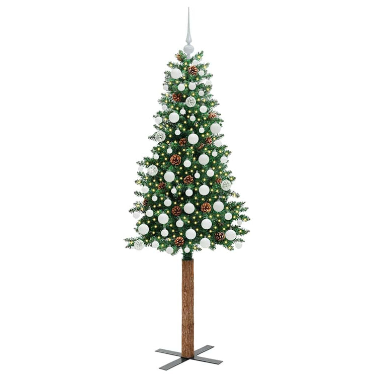 Vidaxx sapin de Noël slim vert 180 cm PVC et bois de pin massif