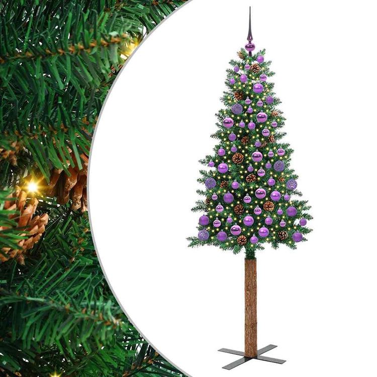 Vidaxx sapin de Noël slim vert 180 cm PVC et bois de pin massif