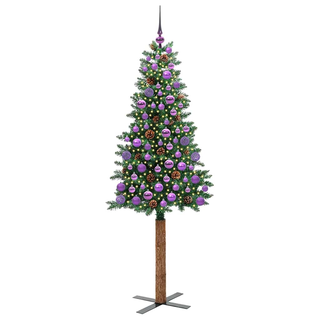 Vidaxx sapin de Noël slim vert 180 cm PVC et bois de pin massif
