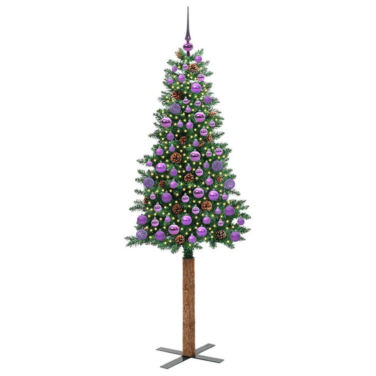 Vidaxx sapin de Noël slim vert 180 cm PVC et bois de pin massif