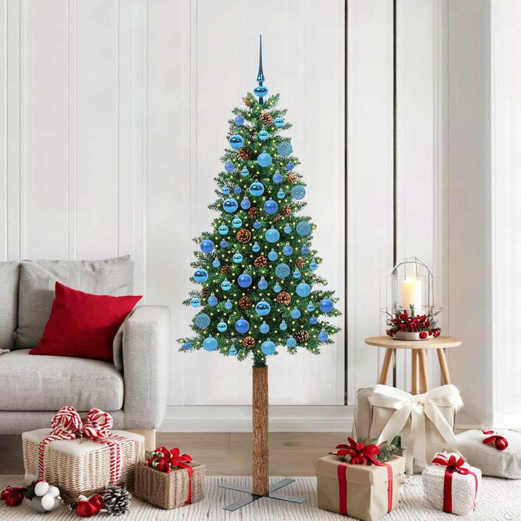 Vidaxx sapin de Noël slim vert 180 cm PVC et bois de pin massif