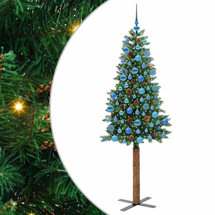 Vidaxx sapin de Noël slim vert 180 cm PVC et bois de pin massif
