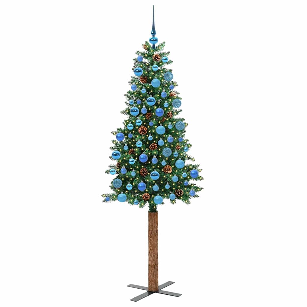 Vidaxx sapin de Noël slim vert 180 cm PVC et bois de pin massif