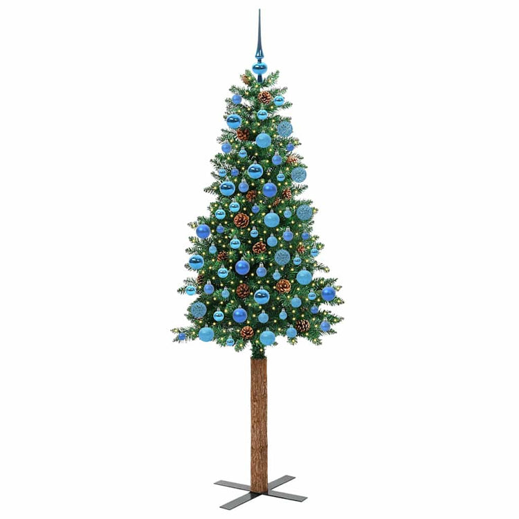 Vidaxx sapin de Noël slim vert 180 cm PVC et bois de pin massif