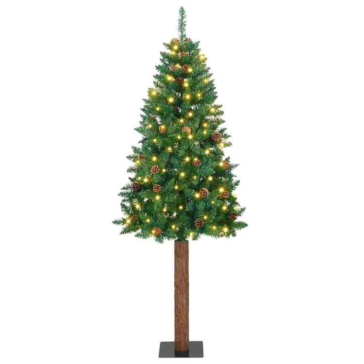 Vidaxx sapin de Noël slim vert 210 cm PVC et bois de pin massif