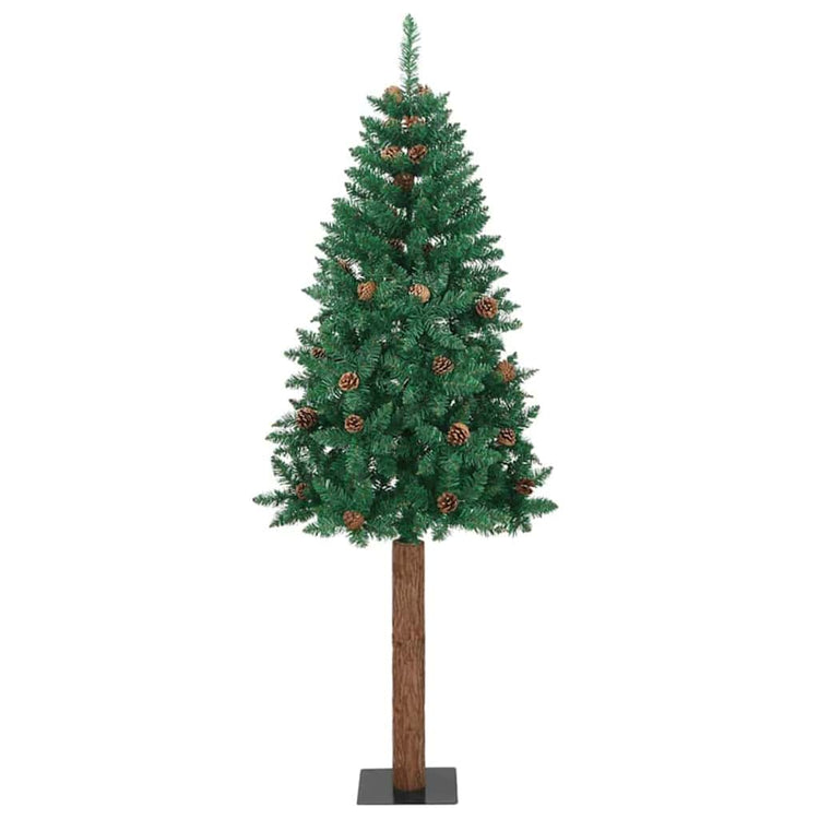 Vidaxx sapin de Noël slim vert 210 cm PVC et bois de pin massif