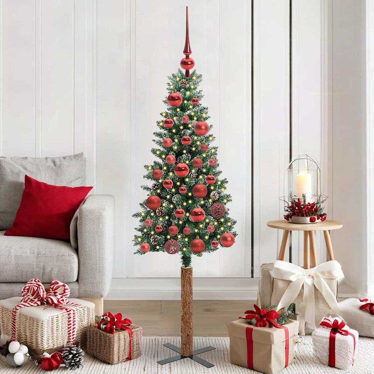 Vidaxx sapin de Noël slim vert 150 cm PVC et bois de pin massif
