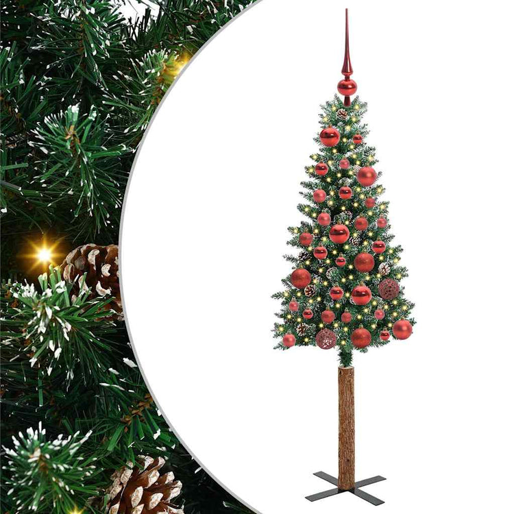 Vidaxx sapin de Noël slim vert 150 cm PVC et bois de pin massif