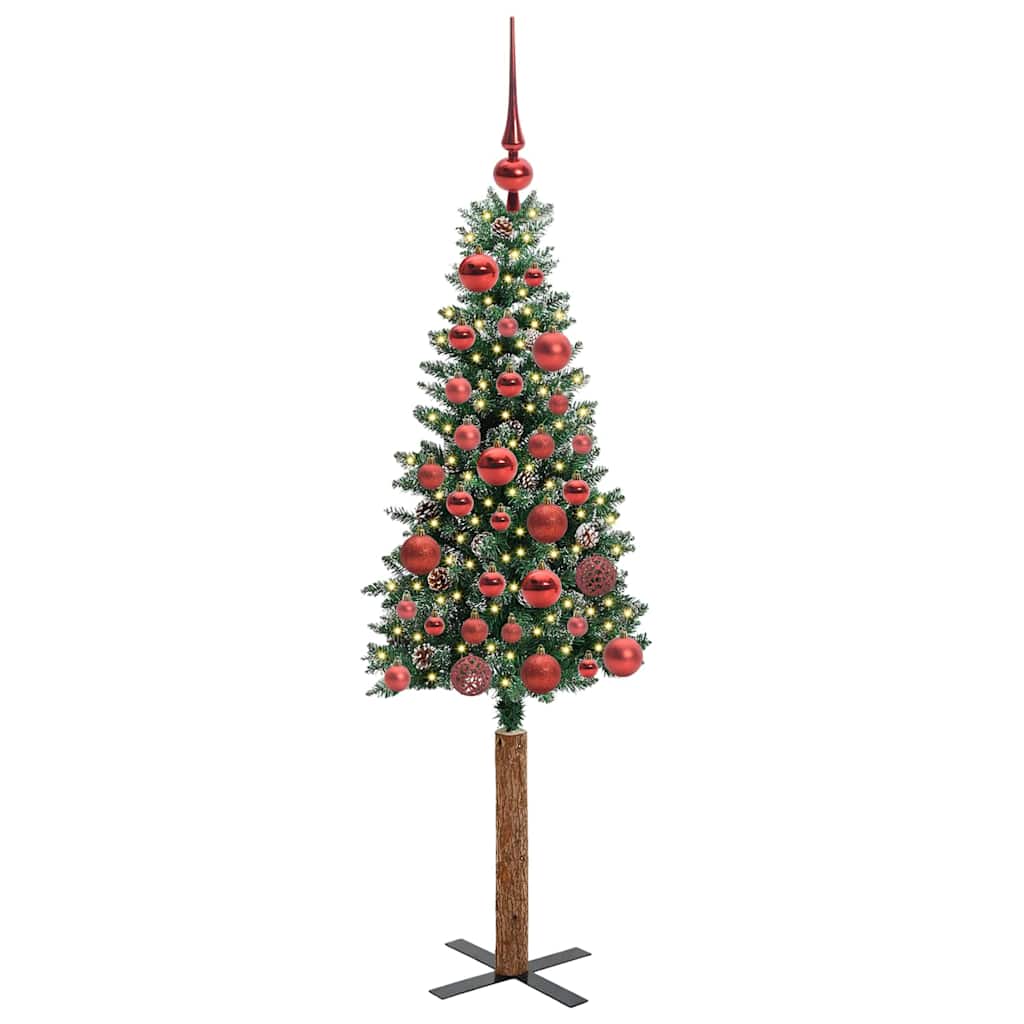 Vidaxx sapin de Noël slim vert 150 cm PVC et bois de pin massif