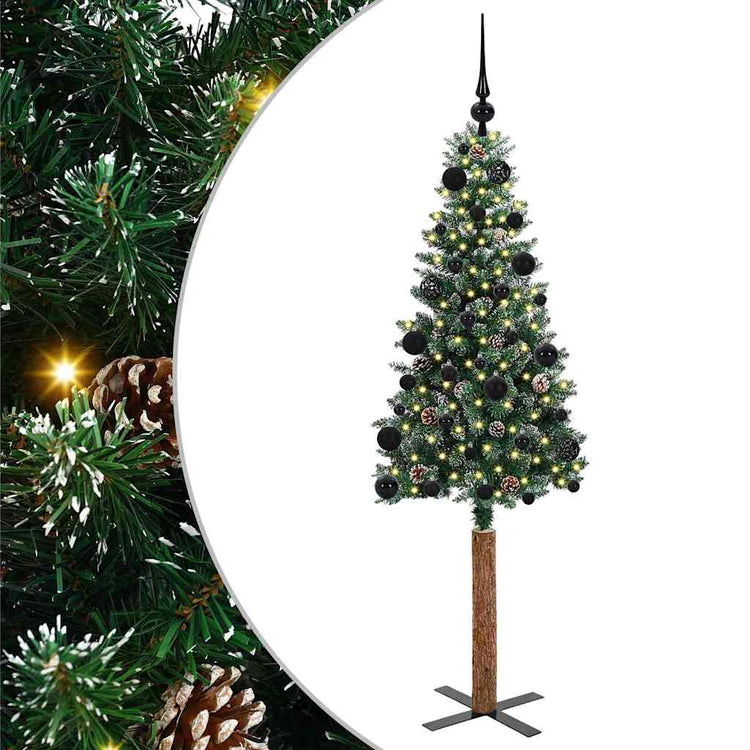 Vidaxx sapin de Noël slim vert 150 cm PVC et bois de pin massif