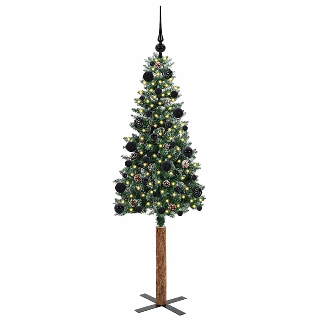Vidaxx sapin de Noël slim vert 150 cm PVC et bois de pin massif