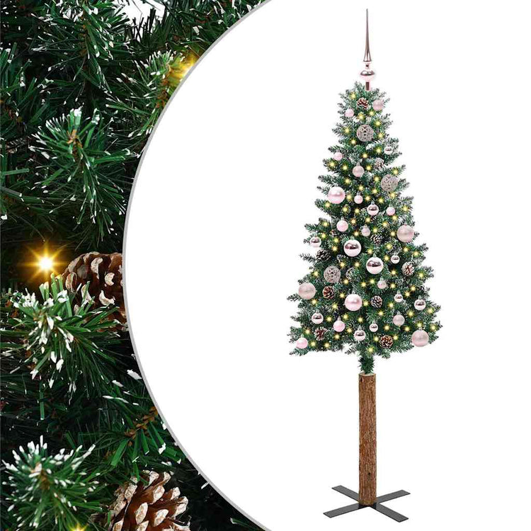 Vidaxx sapin de Noël slim vert 150 cm PVC et bois de pin massif